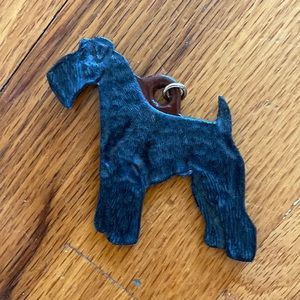Australian designer Jodie Lee leather schnauzer pendant signed